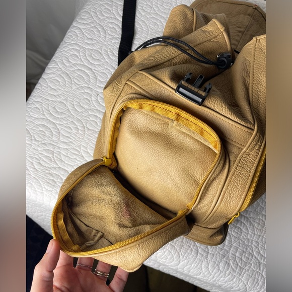 Soft Leather 90s Drawstring Backpack in Camel - Picture 9 of 11